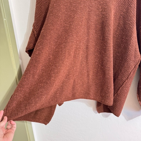 Free People FP Beach Cali open tie back sweater waffle brown knit long sleeve XS - Picture 6 of 9